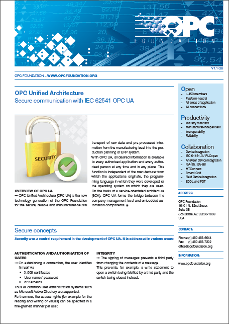 OPC Unified Architecture Sicherheitsbroschüre